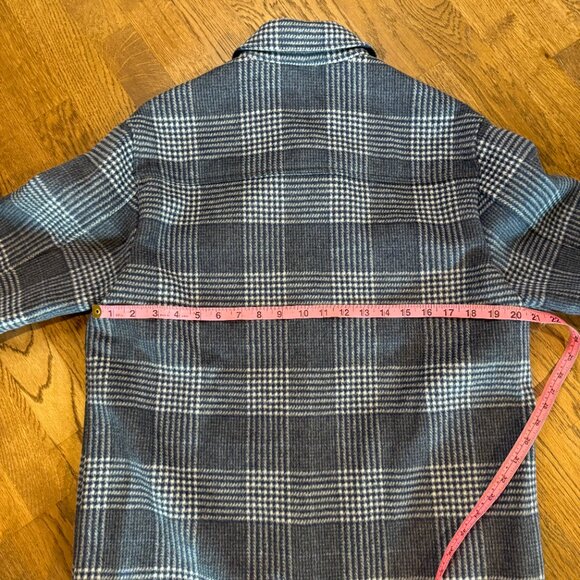 Reformation Giles Plaid Wool Shirt Jacket / Blue / M - Picture 13 of 16